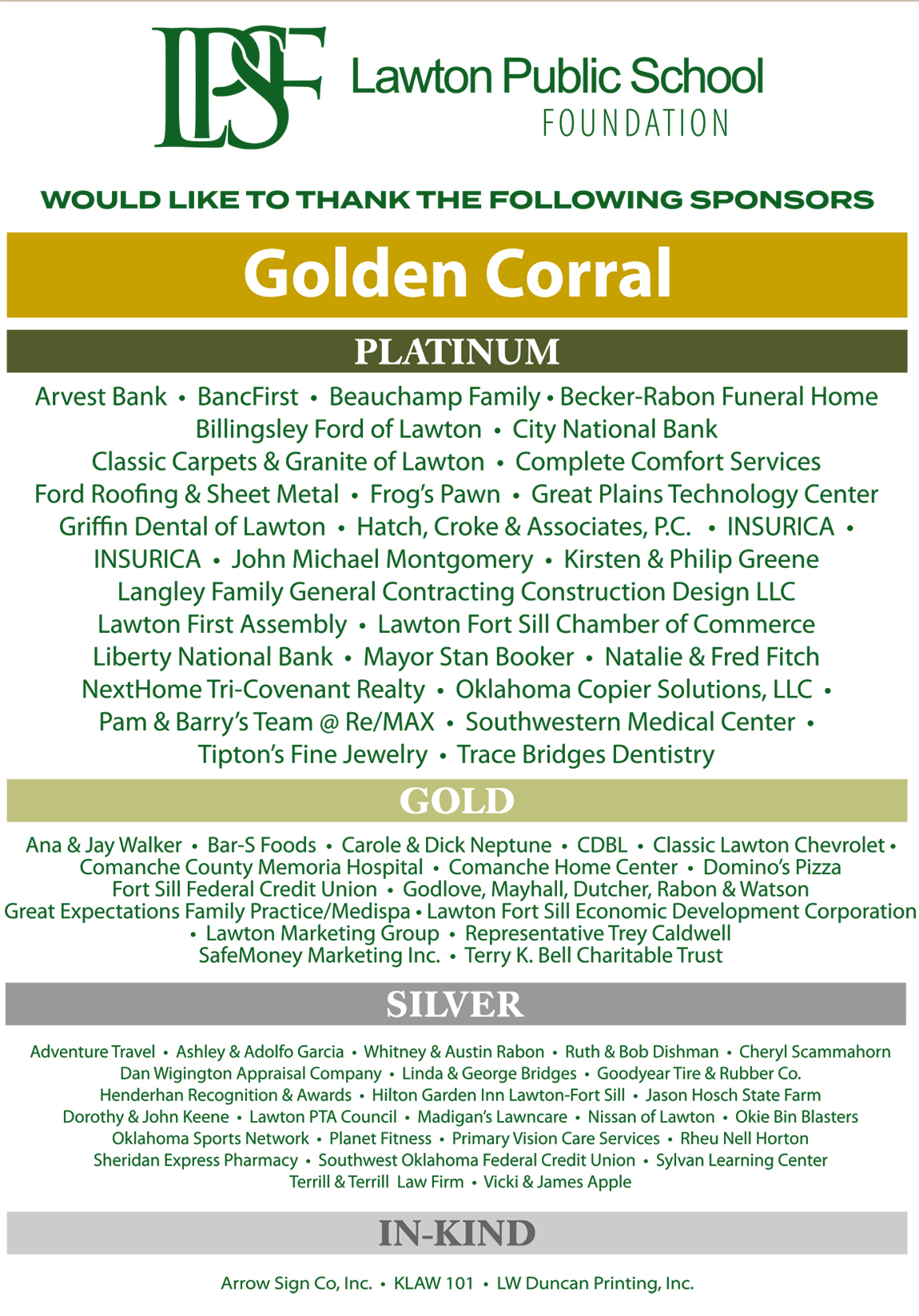 Our Sponsors, Thank you!